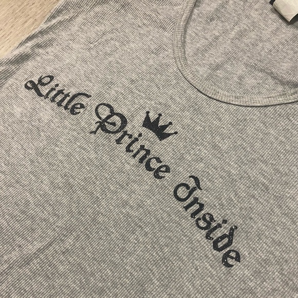 Julie’s Closet “Little Prince Inside” Maternity Tank Top Glitter Graphic | Small - Picture 3 of 6